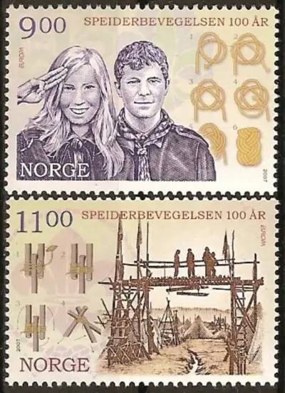 Norway post stamps year 2007 Europa Cept - 100 Years of Scouting