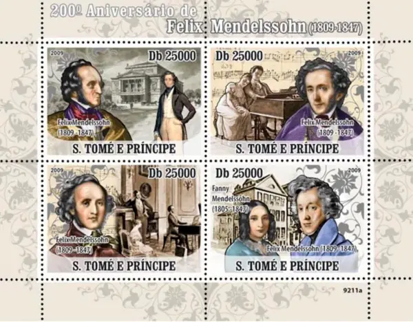 Sao Tome & Principe stamps year 2009 Music Composer - Felix Mendelssohn