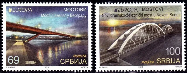 Serbia year 2018 EUROPA Stamps - Bridges