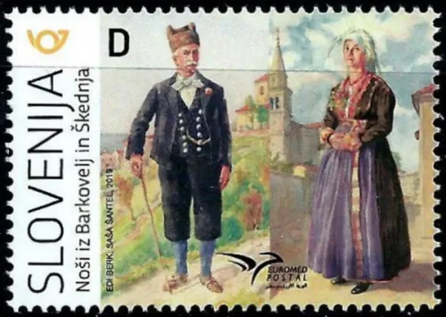 Slovenia postage stamp year 2019 Euromed - Traditional Costumes