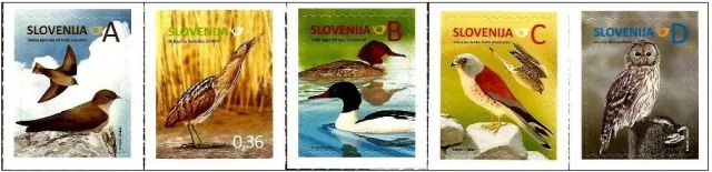 Slovenia postage stamps year 2014 Fauna - Birds of Slovenia