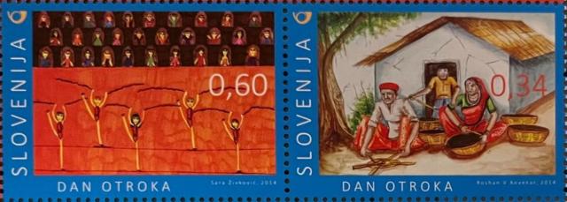 Slovenia postage stamps year 2014 Rights of the Child - Joint Issue with India