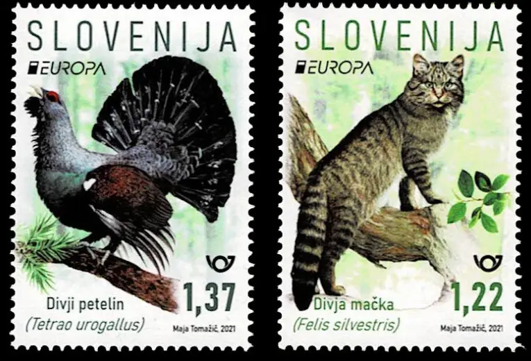Slovenia postage stamps year 2021 Europe CEPT endangered fauna