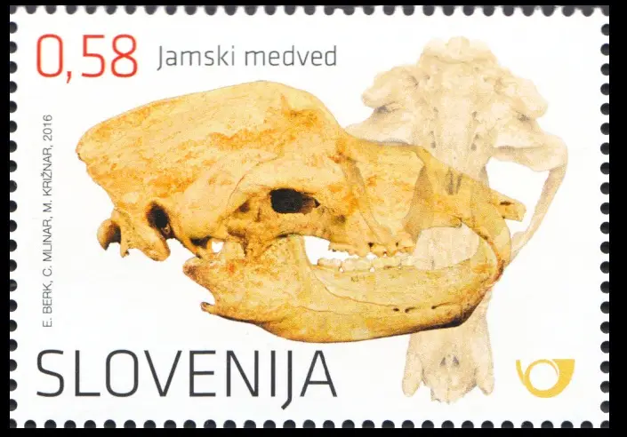 Slovenia year 2016 Fossil Mammals in Slovenia - Cave Bear stamp
