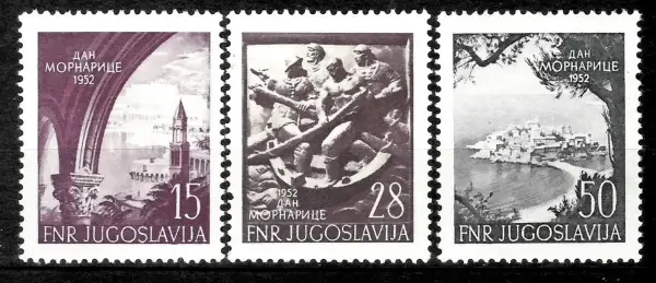 Yugoslavia postage stamps year 1952 Navy Day stamps set