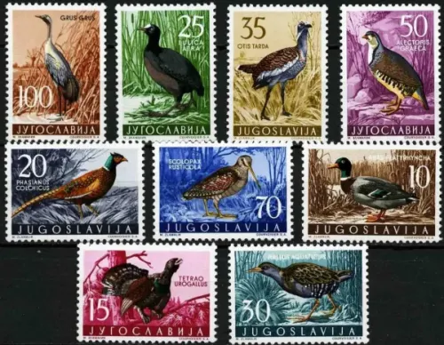 Yugoslavia postage stamps year 1957  Local Fauna - Birds set