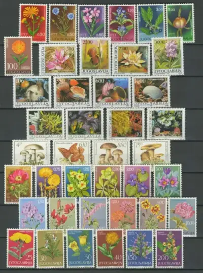 Yugoslavia postage stamps year 1960-90 Flora - flowers sea life