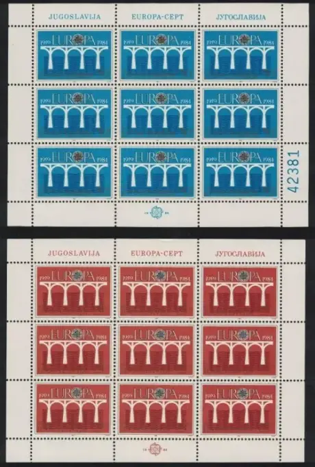 Yugoslavia year 1984 EUROPA Stamps - Bridges