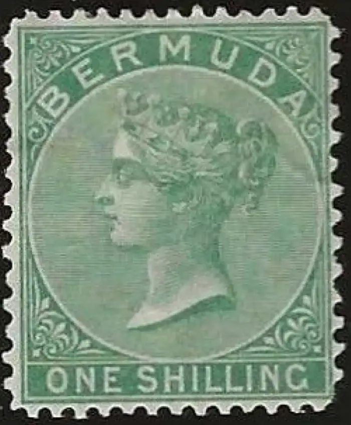 Bermuda postage stamp year 1865 1 shilling perforation 1412
