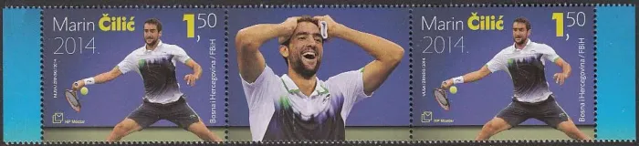 Bosnia stamps year 2014 Mostar Tennis player Marin Cilic