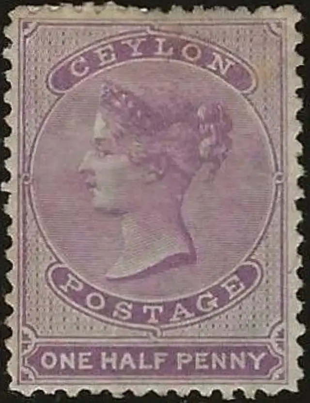 Ceylon postage stamp QV year 1863-66 ½d. Dull Mauve SG48
