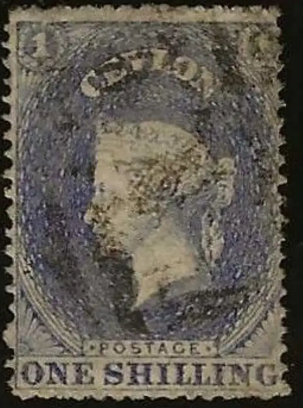 Ceylon year 1861 1 shilling postage stamp