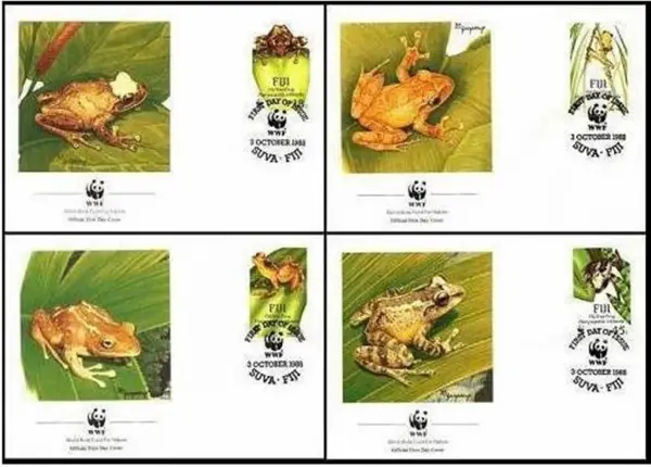 Fiji year 1988 WWF - Fauna Frogs stamps FDC set