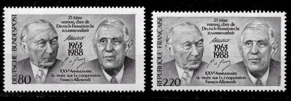 France - Germany Joint Issue stamps year 1988 Franco-German Cooperation