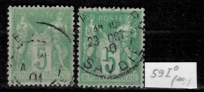 France postage stamps year 1876 5.c green type I Used