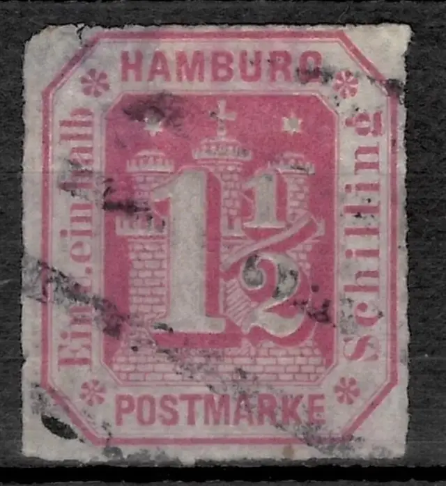 German States Hamburg stamp year 1866 1½ Schilling