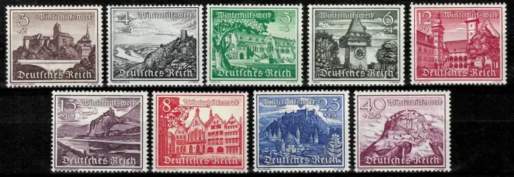 German Third Reich year 1939 Charity Stamps - Castles stamps set MNH