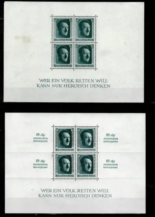 German Third Reich stamps year 1937 Hitler Souvenir Sheets set
