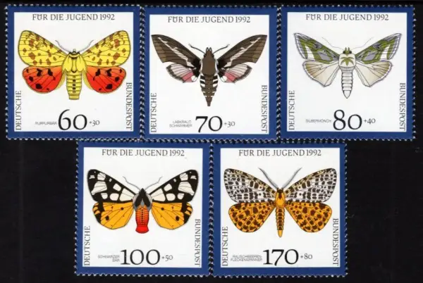 Germany postage stamps year 1992 Butterflies MNH set
