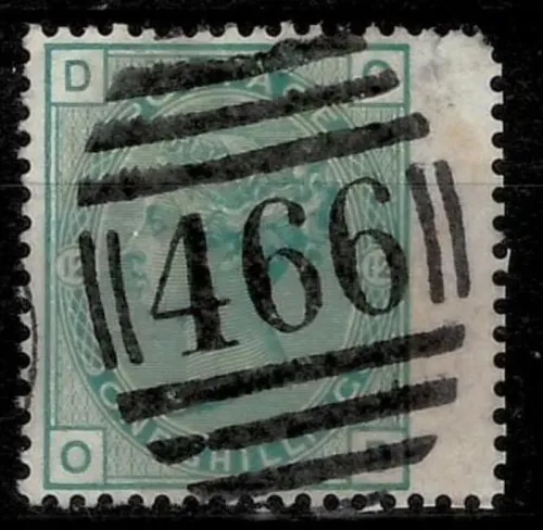 Great Britain postage stamp year 1873 One Shilling Green