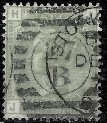 Great Britain postage stamp year 1877 sg153 - 4d sage green Used