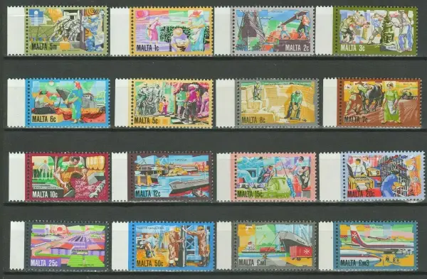 Malta postage stamps year 1981 History of Maltese Industry set