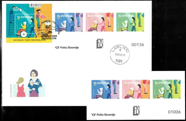 Slovenia stamps year 2020 National Volunteer Work FDC and essay