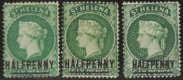 St. Helena postage stamp year 1884-1984 Half penny SG 34-36