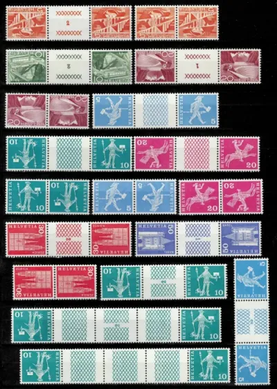 Switzerland postage stamps year 1949 - 1976 Tete Beche collection MNH