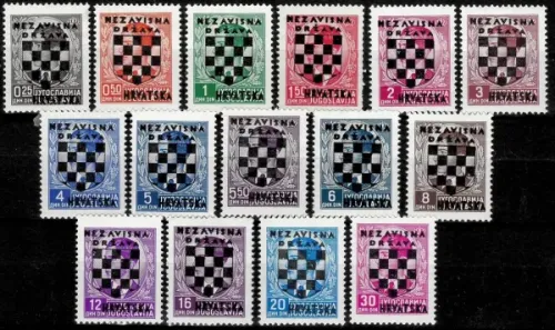 WWII - Croatia NDH year 1941 Yugoslavia Postage Stamps Overprinted 
