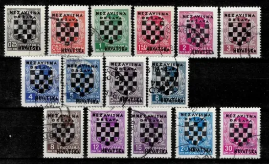WWII - Croatia NDH year 1941 Yugoslavia Postage Stamps Overprinted  Used set
