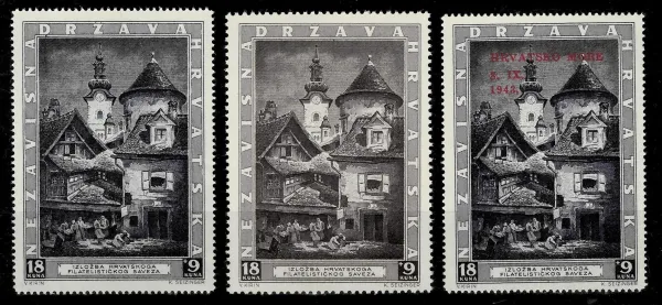 WWII - Croatia NDH year 1943 Zagreb Philatelic Exhibition - Mi 115-117