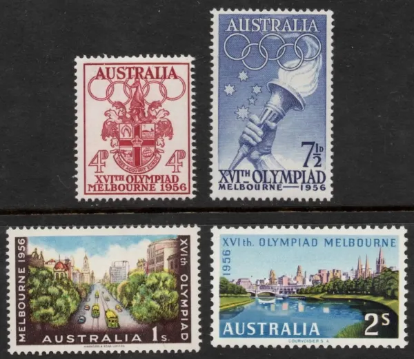 Australia postage stamps year 1956 Olympic Games Melbourne set