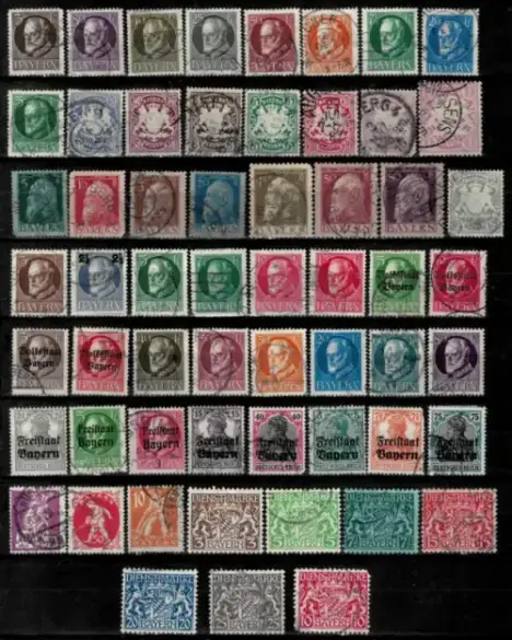 Bavaria Bayern postage stamps year 1870-1916 Used collection