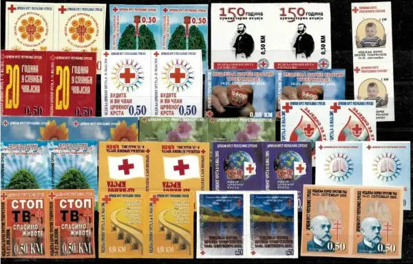 Bosnia - Serbian year 2000-2015 Lot red cross and TBC stamps