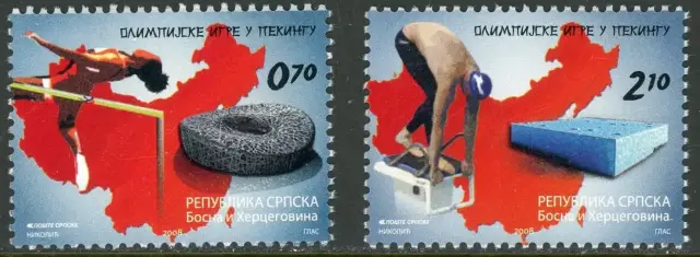 Bosnia Serbian year 2008 Beijing Summer Olympics stamps set