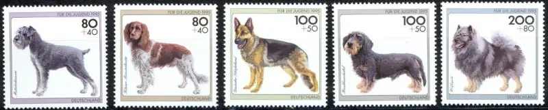 Germany postage stamps year 1995 Pets- dogs set