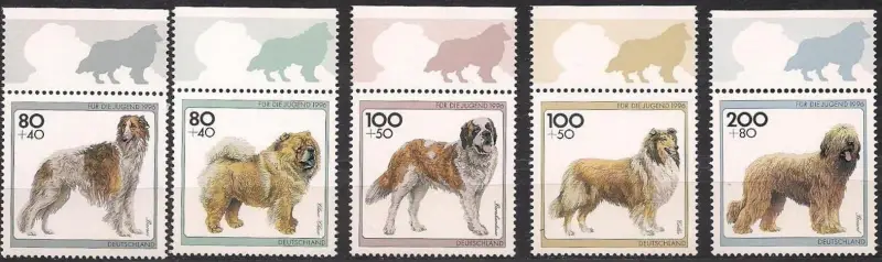 Germany postage stamps year 1996 Pets- dogs set