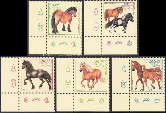 Germany year 1997 Deutschland Horses stamps set