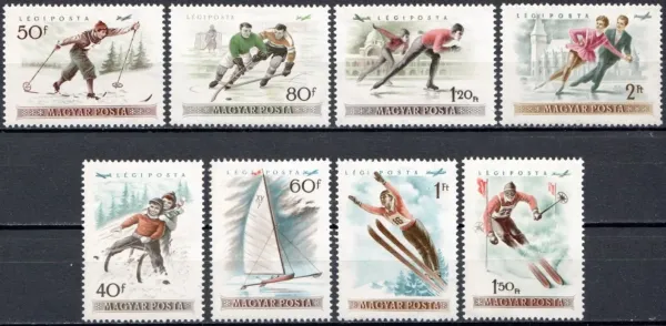 Hungary year 1955 Airmail - Winter Sports stamps set MNH