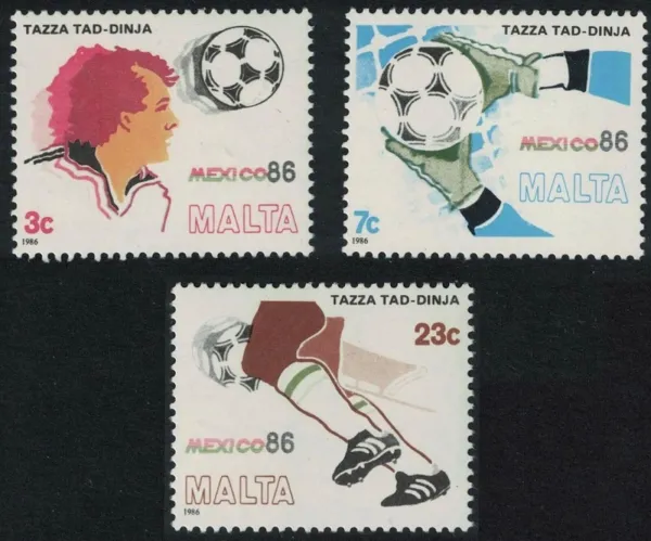 Malta postage stamps year 1986 FIFA Football World Cup Mexico set