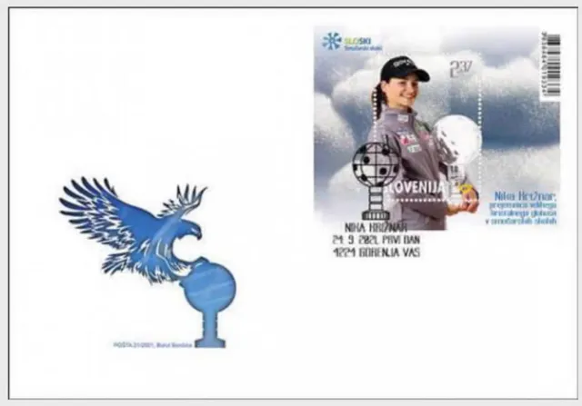 Slovenia stamps year 2021 ski jumper Nika Križnar FDC