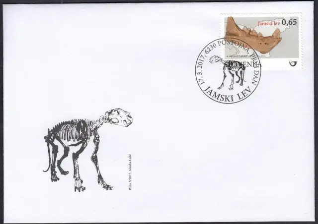 Slovenia year 2017 Prehistoric animals stamps - Cave Leon FDC