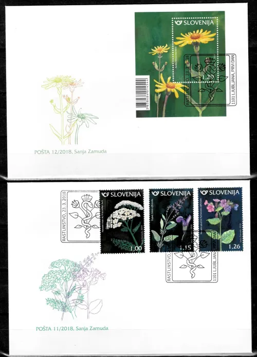 Slovenia year 2018 Flora plants stamps FDC Set