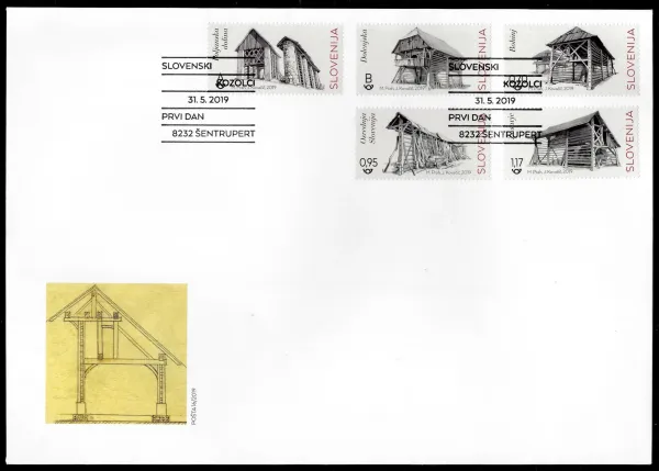 Slovenia year 2019 stamps Architecture Hayracks of Slovenia FDC