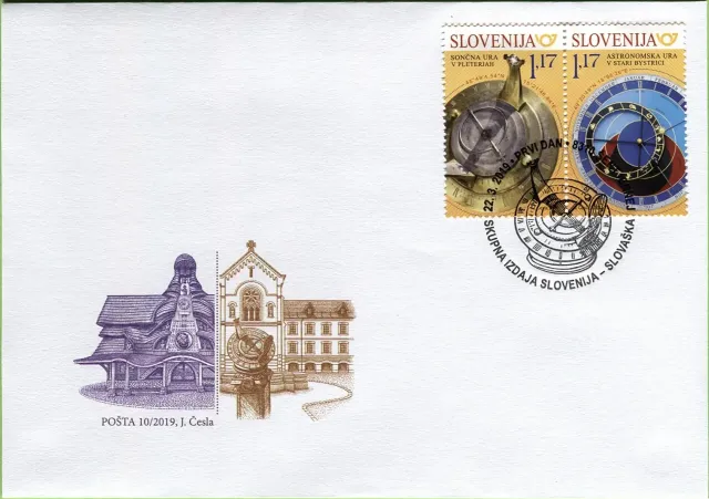 Slovenia year 2019 stamps Astronomy / Sundial Astronomical Clock FDC