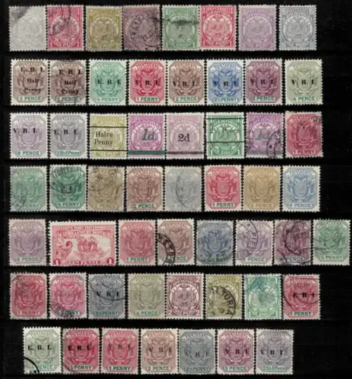 South African Republic Postzegel stamps year 1885 - 1920 VRI, ERI overprints