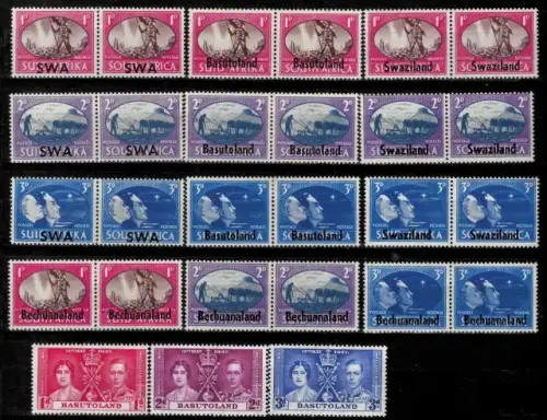 South Africa postage stamps Swaziland, SWA Basutoland year 1945