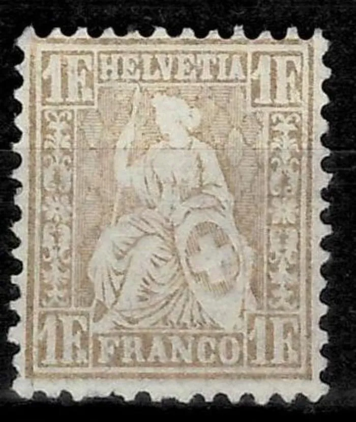 Switzerland postage stamp year 1881 Sc# 68 - 1 Fr Unused