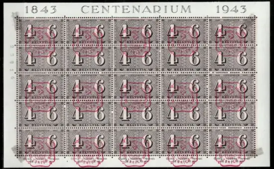 Switzerland year 1943 Anniversary of the Swiss Stamps